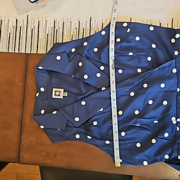 Anne Klein satin woman lined navy blue with polka dots dress - Picture 8 of 8